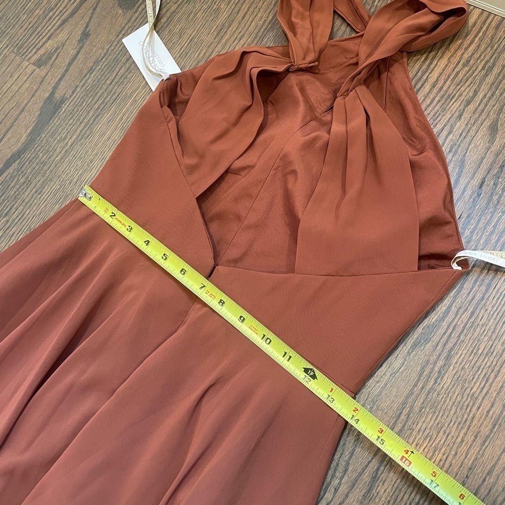 NEW Jenny Yoo "Halle" Halter Bridesmaid Dress in Terracotta Luxe Chifon size 6 - Picture 11 of 15